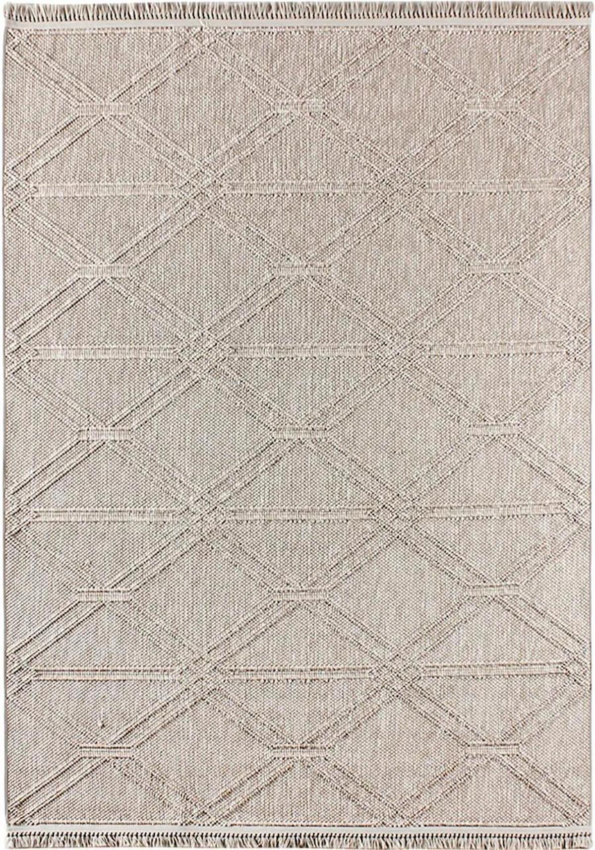 Kreasyon Halı Nossa A0137 Vizon 7 mm Polyester Yıkanabilir İnce Kaymaz Taban Dikdörtgen Makine Dokuma Halı 170x240 cm