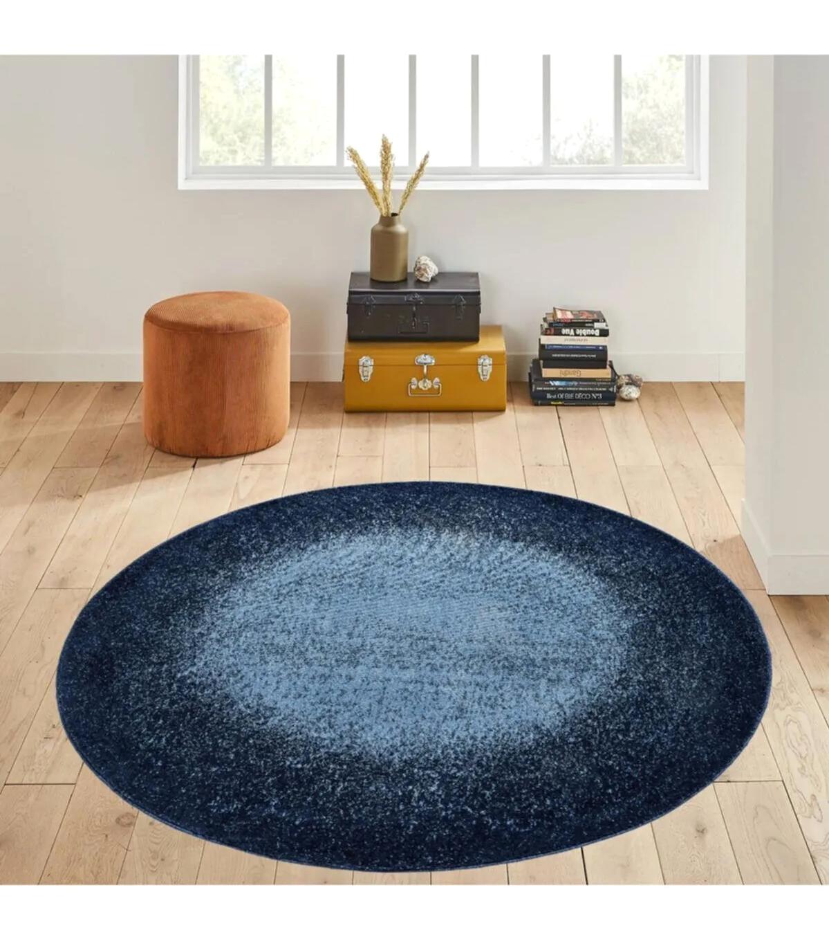 Rovigo Home RVG7053 Çok Renkli 8 mm Polyester Antibakteriyel-Leke Tutmaz-Toz Tutmaz Yıkanabilir İnce Kaymaz Dot Taban Yuvarlak Makine Dokuma Salon Halısı 120x180 cm