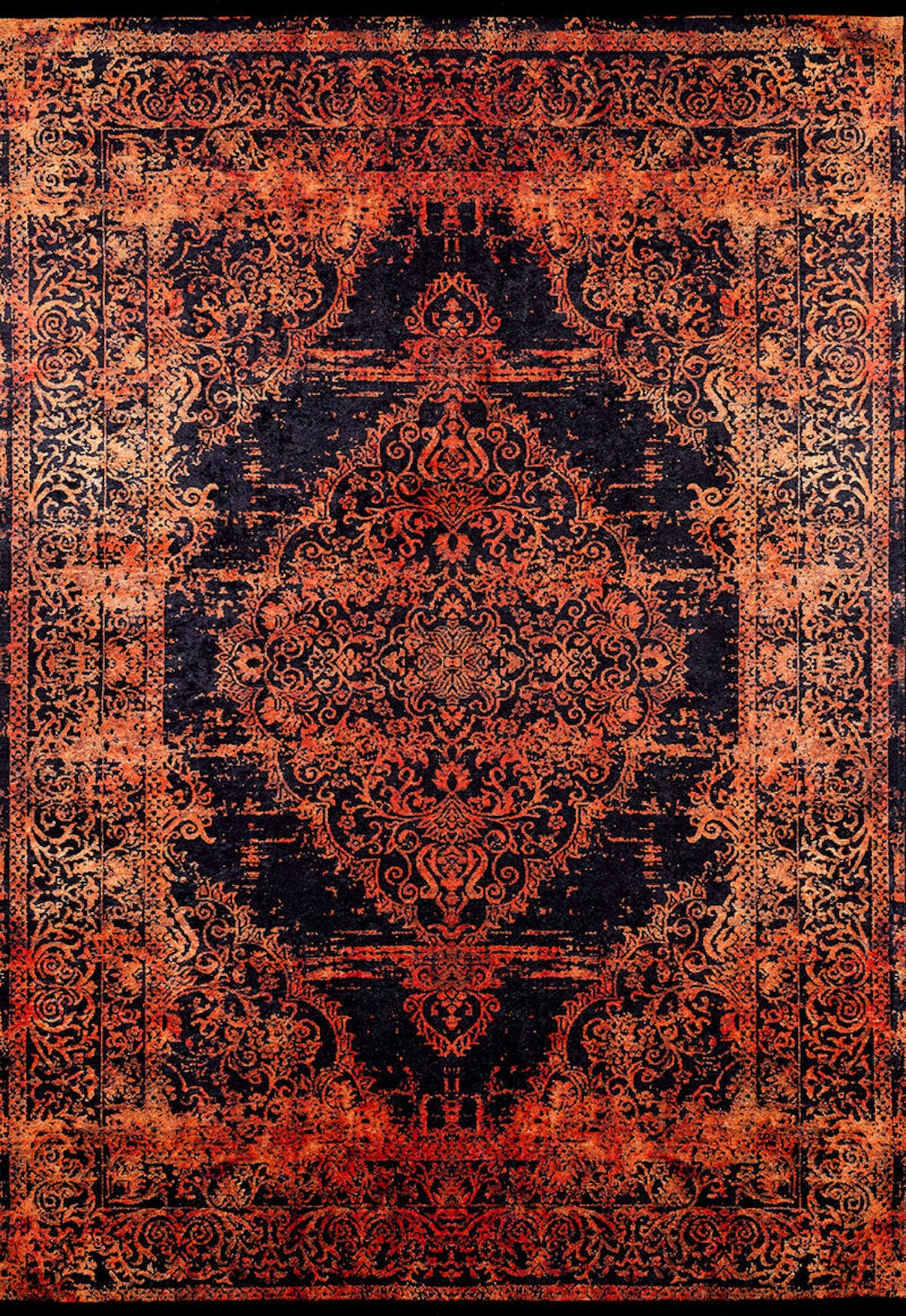 Halı Atölyesi HK092 Turuncu 5 mm Pamuk Yıkanabilir Kaymaz Taban Dikdörtgen Makine Dokuma Salon Halısı 140x200 cm