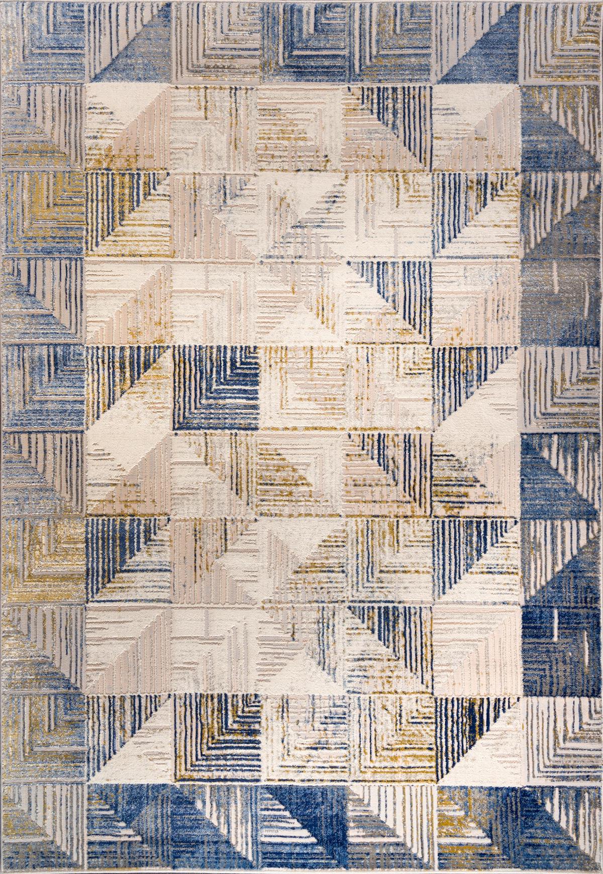 Home Dream CRS011 Mavi 9 mm Polyester Yumuşak Yıkanabilir Orta Kaymaz Dikdörtgen Makine Dokuma Salon Halısı 120x180 cm