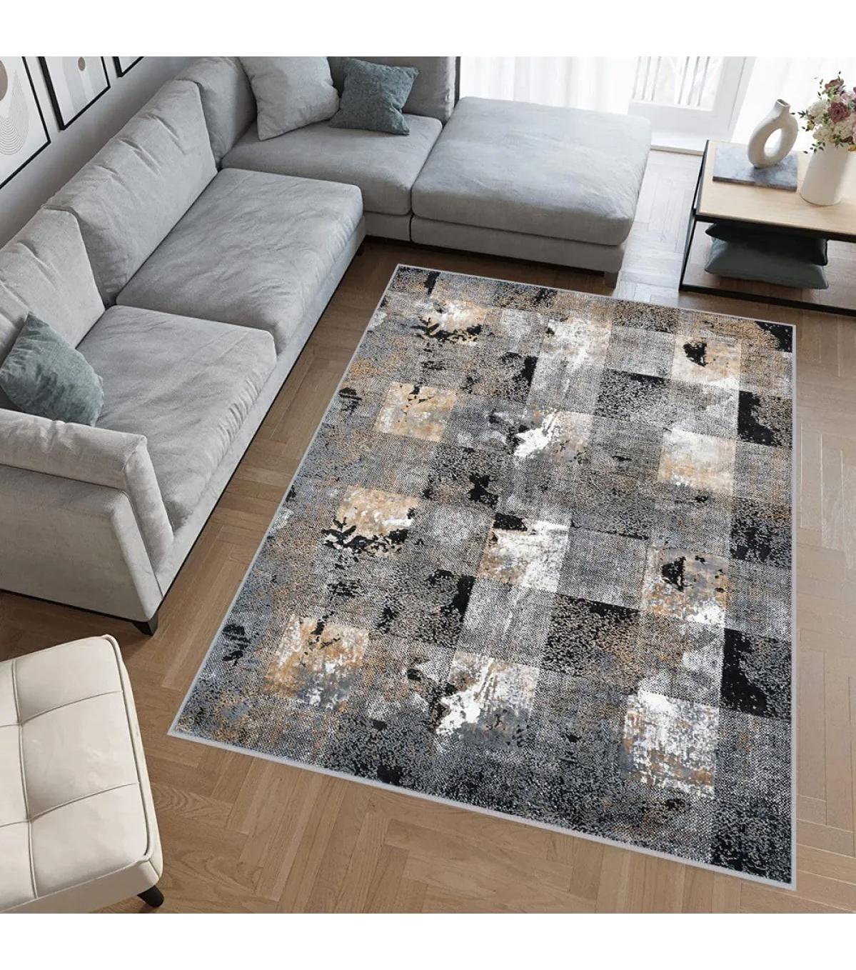 Rovigo Home RVG0550 Çok Renkli 8 mm Polyester Antibakteriyel-Leke Tutmaz-Toz Tutmaz Yıkanabilir İnce Kaymaz Dot Taban Dikdörtgen Makine Dokuma Salon Halısı 100x200 cm