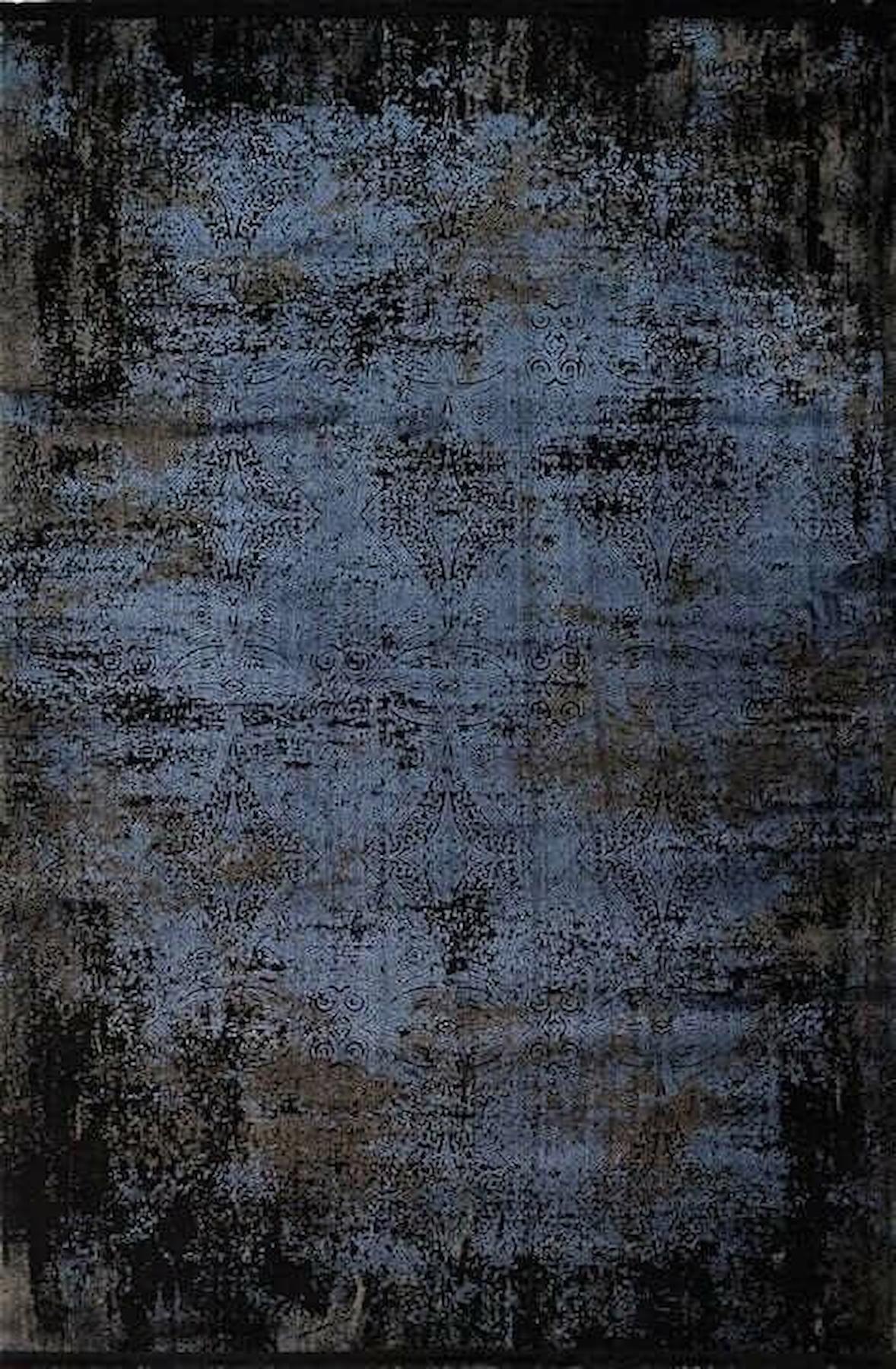 Gümüşsuyu Tierra 12892 Mavi 0.9 mm Pamuk-Polyester Antibakteriyel Yıkanabilir İnce Kaymaz Taban Dikdörtgen Makine Dokuma Salon Halısı 120x200 cm