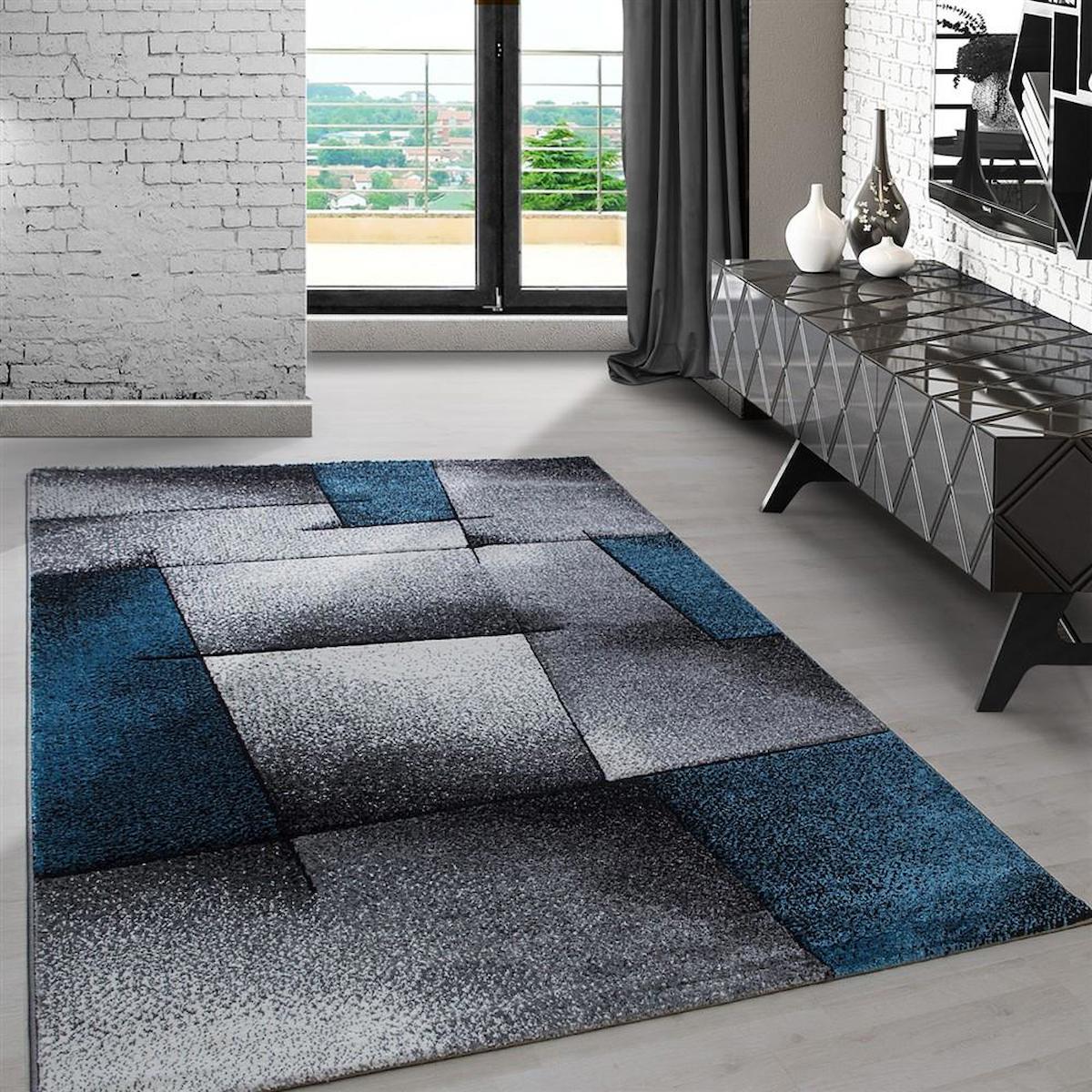Red Halı Turkuaz 12 mm Polipropilen Antialerjenik Yıkanabilir Kalın Jüt Taban Dikdörtgen Makine Dokuma Salon Halısı 120x200 cm