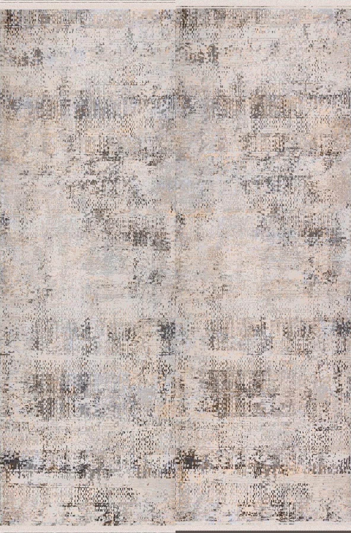Sanat Halı Hera 3550 Çok Renkli 11 mm Polyester Antibakteriyel Yıkanabilir Kalın Kaymaz Lateks Taban Dikdörtgen Makine Dokuma Salon Halısı 80x150 cm