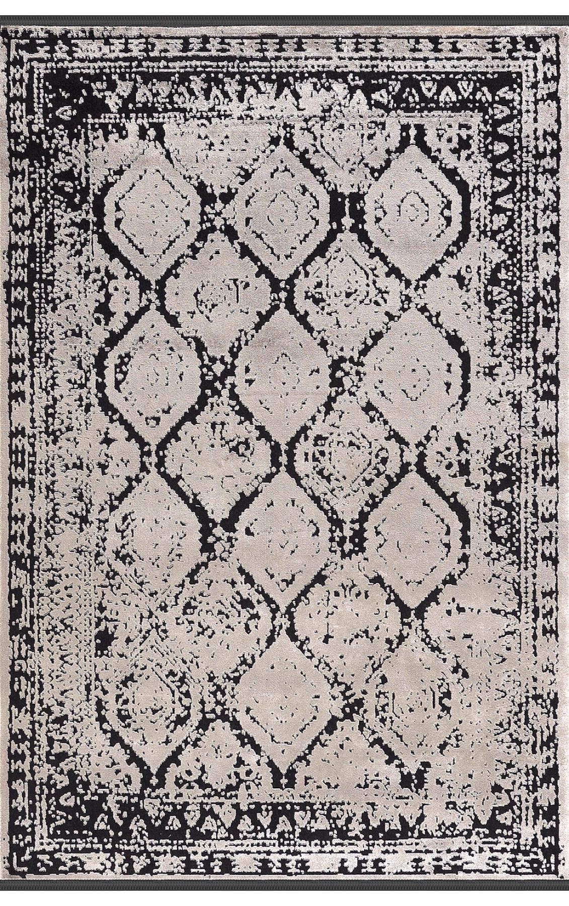 Padişah Bamboo Viva 34668 Bej-Siyah 8 mm Bambu Leke Tutmaz Yıkanabilir İnce Dikdörtgen Makine Dokuma Salon Halısı 160x230 cm