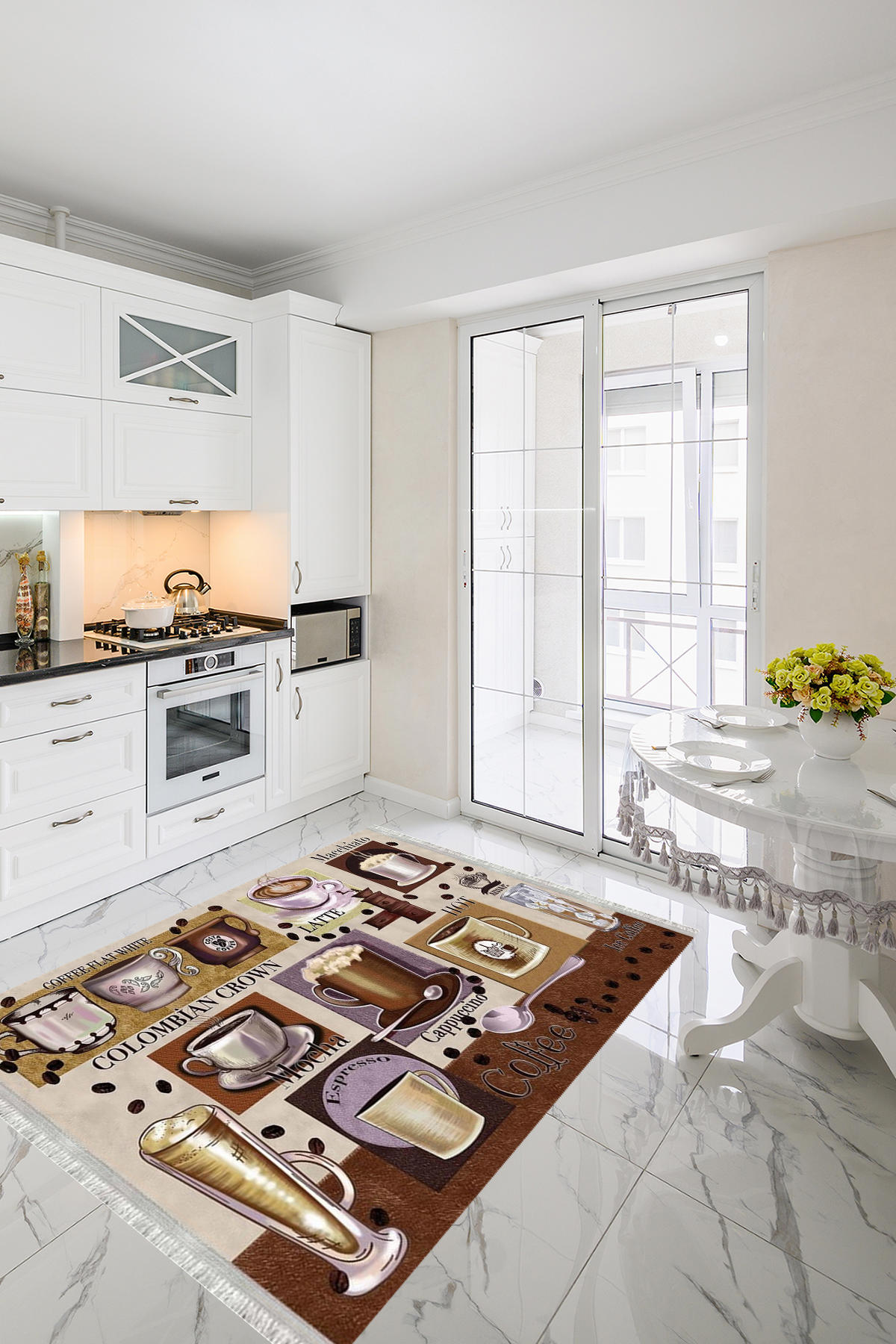 Homier Collection H-MK-9015A Krem 7 mm Pamuk Antibakteriyel Yıkanabilir Orta Kaymaz Dot Taban Dikdörtgen Makine Dokuma Salon Halısı 100x200 cm