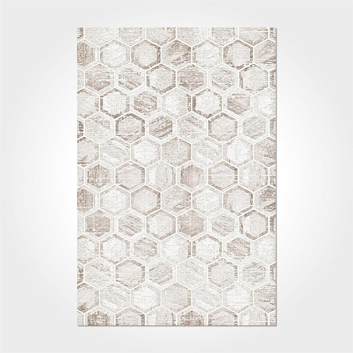Crea Halı Argilla 15904K Kahverengi 10 mm Akrilik Toz Tutmaz Yıkanabilir Orta Geometrik Dikdörtgen Makine Dokuma Salon Halısı 160x230 cm