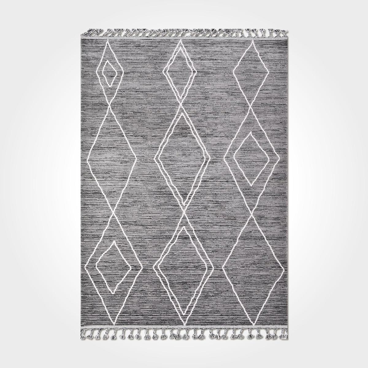 Dekozer Gri 8 mm Pamuk Yıkanabilir İnce Kaymaz Pamuk Taban Dikdörtgen Makine Dokuma Salon Halısı 80x140 cm