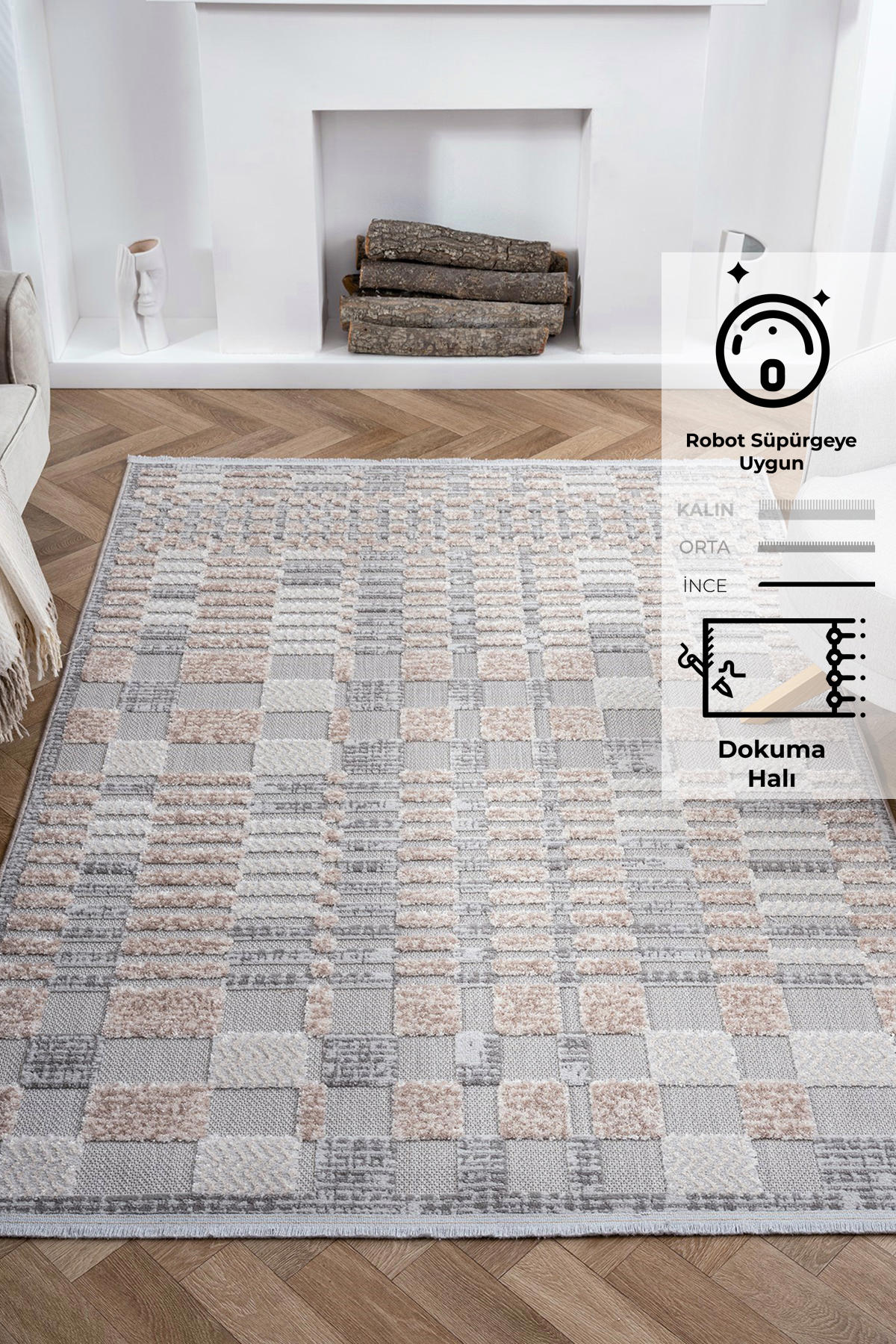 Konfor Halı Value 9902 Krem 5 mm Polyester Yıkanabilir Dikdörtgen Makine Dokuma Salon Halısı 160x300 cm