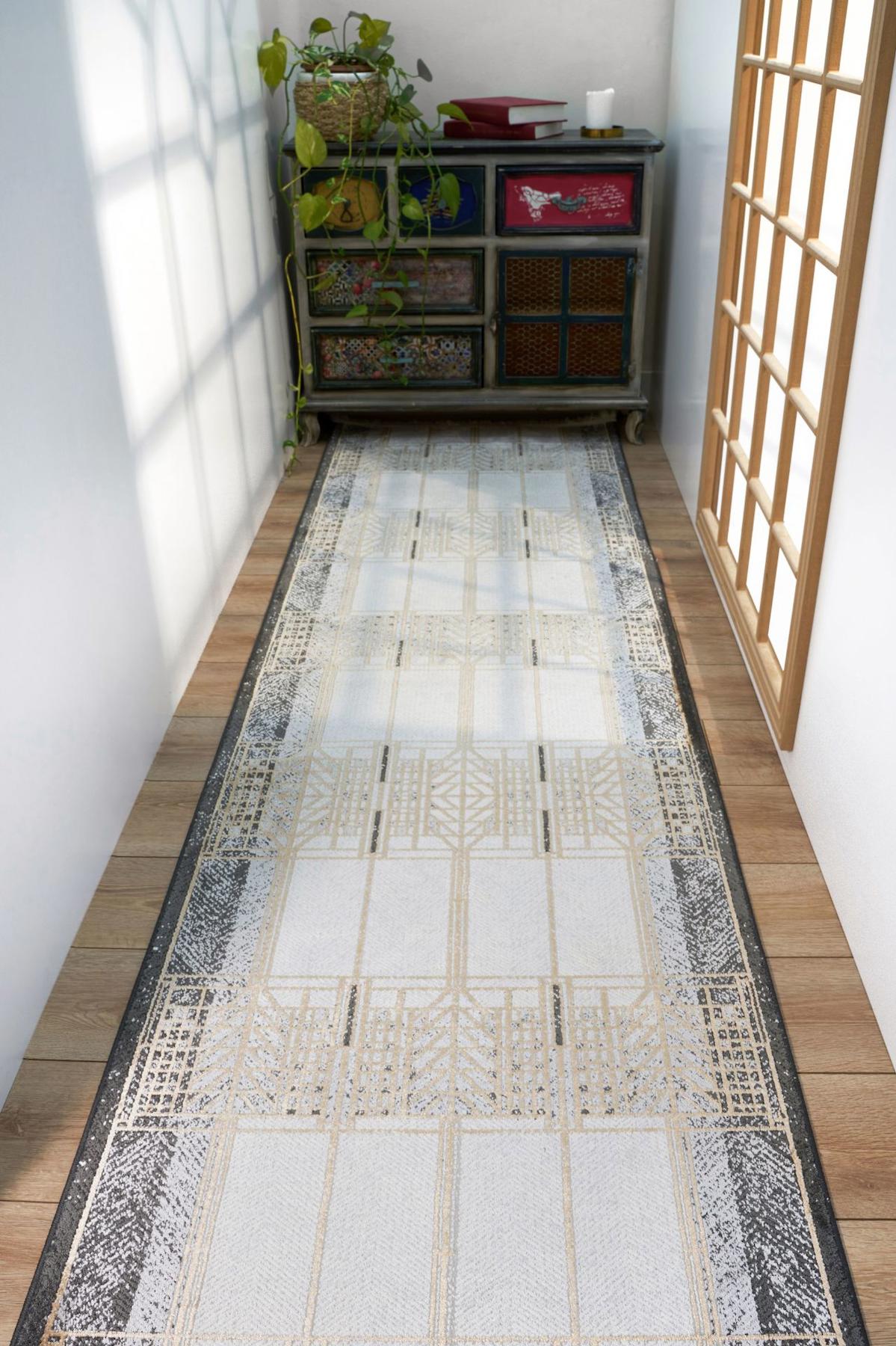Apex Savannah 9001 Krem Pamuk Yıkanabilir İnce Kaymaz Jüt Taban Dikdörtgen Makine Dokuma Salon Halısı 100x150 cm