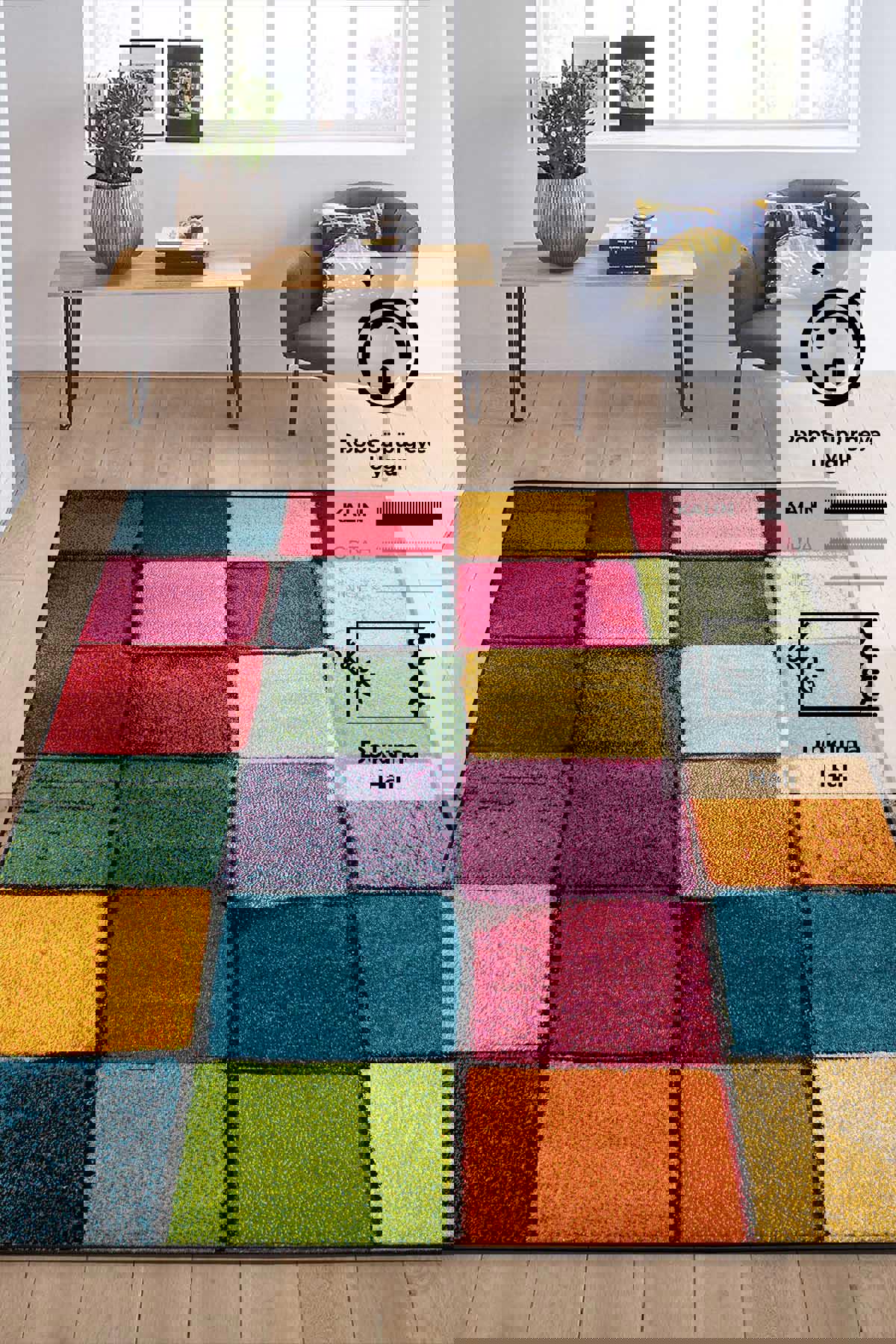 Odeon Halı Krem 7 mm Polipropilen Yıkanabilir Kalın Kaymaz Lateks Taban Dikdörtgen Makine Dokuma Oturma Odası Halısı 160x230 cm