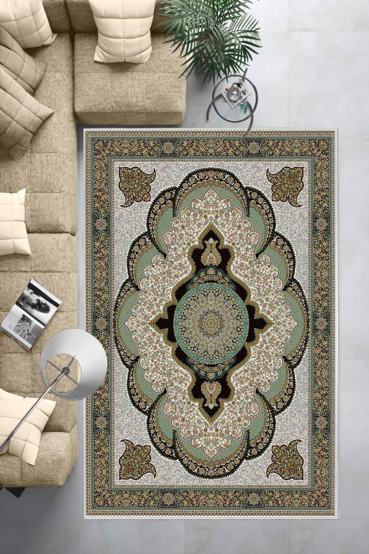 Aldora E4163 Çok Renkli 9 mm Deri Silinebilir Yıkanabilir Kaymaz Dikdörtgen Makine Dokuma Salon Halısı 100x300 cm