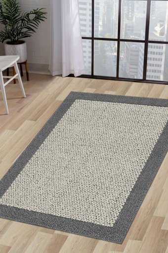 Dijidekor KR4040 Krem 7 mm Polipropilen Yıkanabilir Orta Kaymaz Dot Taban Dikdörtgen Makine Dokuma Salon Halısı 180x180 cm