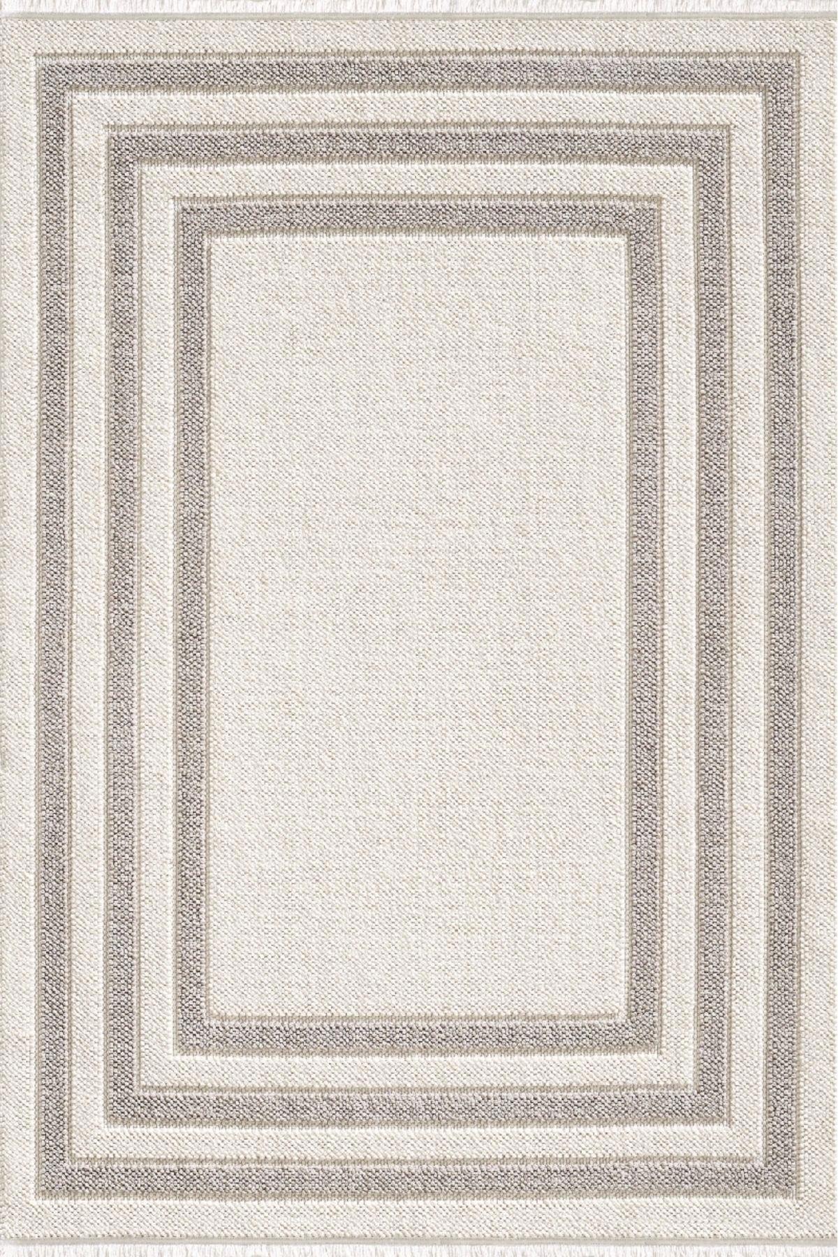 Royal Halı Loopy Kahverengi - Krem Polyester Toz Tutmaz Yıkanabilir Kalın Kaymaz Lateks Taban Dikdörtgen Makine Dokuma Salon Halısı 80x180 cm