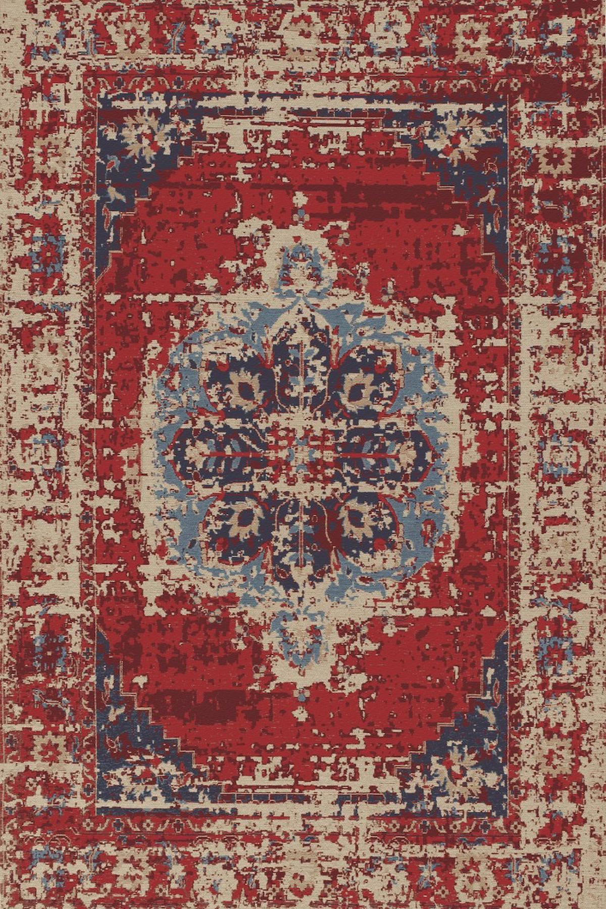 Halı Atölyesi HK010 Kırmızı 5 mm Pamuk Yıkanabilir Kaymaz Taban Dikdörtgen Makine Dokuma Salon Halısı 180x250 cm