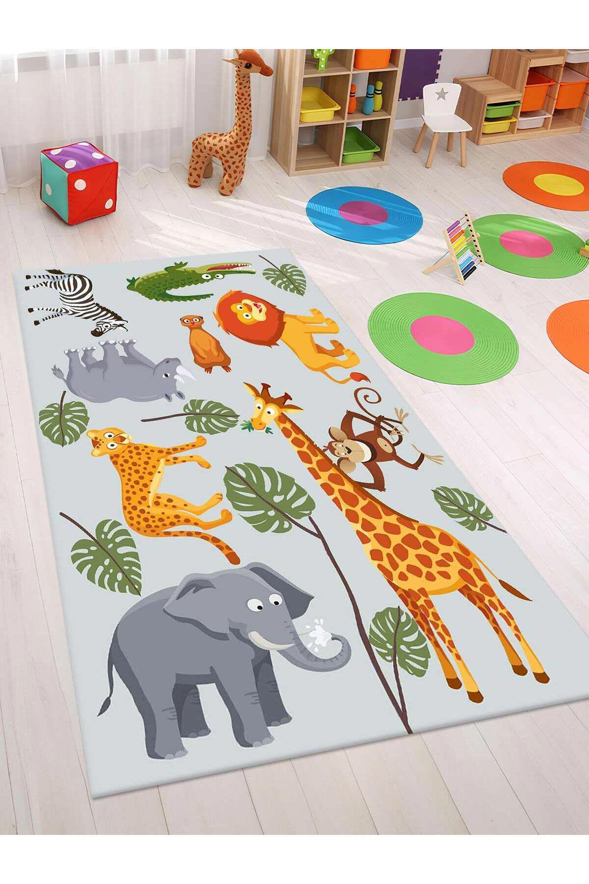 İnspira Krem 12 mm Polyester Antibakteriyel Yıkanabilir Orta Kaymaz Dot Taban Dikdörtgen Makine Dokuma Çocuk Odası Halısı 200x290 cm