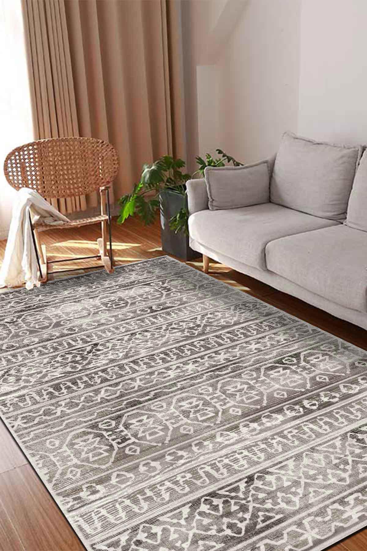 İlyaki Home Adani Krem 0.5 mm Pamuk Yıkanabilir İnce Kaymaz Jüt Taban Dikdörtgen Makine Dokuma Salon Halısı 80x80 cm