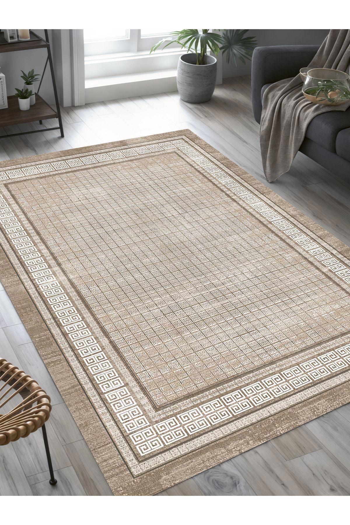 İnspira Gri 12 mm Polyester Antibakteriyel Yıkanabilir Orta Kaymaz Dot Taban Dikdörtgen Makine Dokuma Oturma Odası-Salon Halısı 80x120 cm