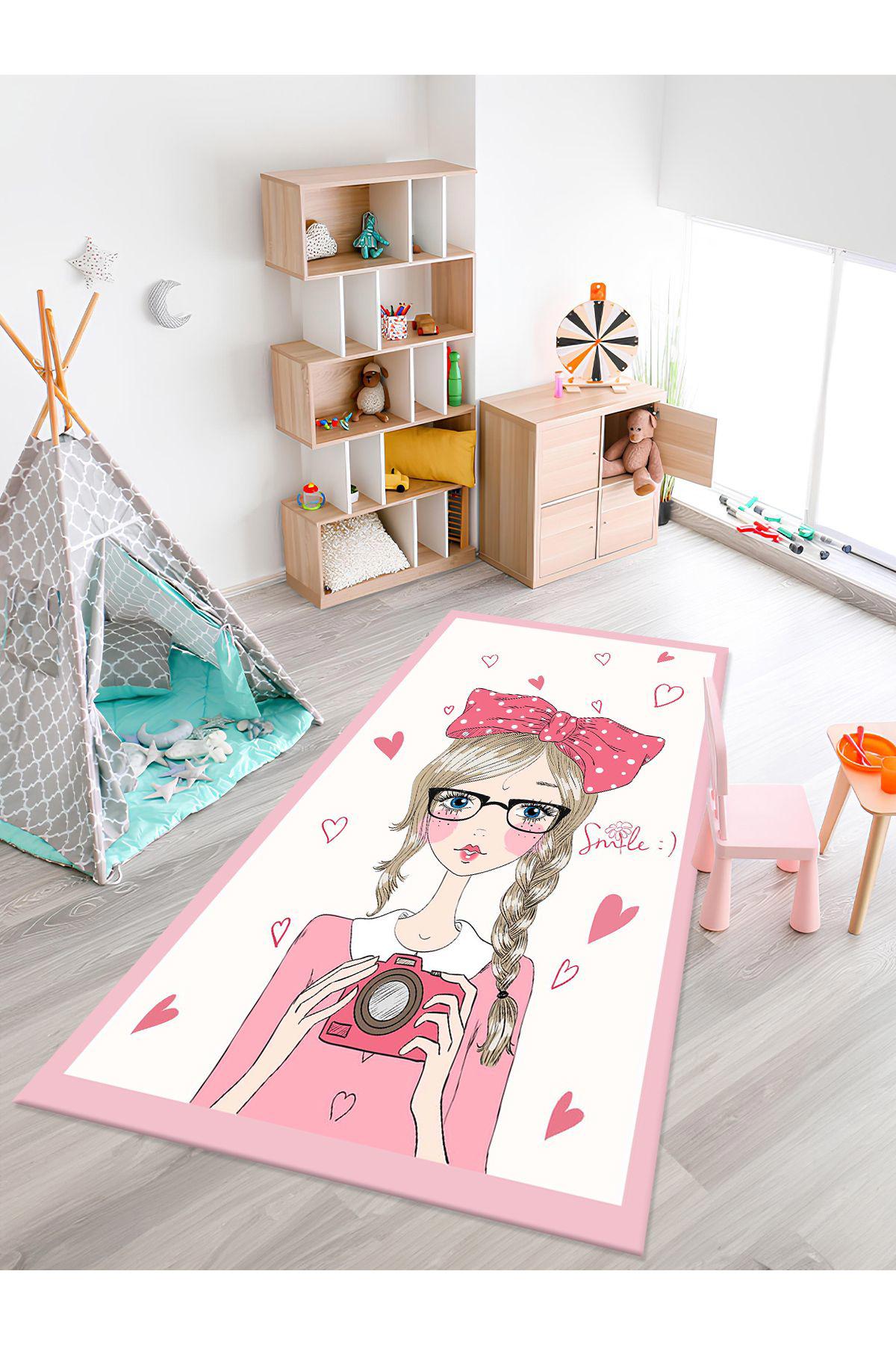 İnspira 6299C Krem 12 mm Polyester Yıkanabilir Kaymaz Taban Dikdörtgen Makine Dokuma Çocuk Odası Halısı 150x233 cm