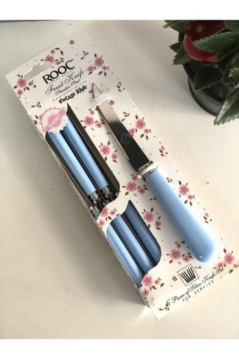 DEKORHANEMDEN Rooc Mavi Paslanmaz Çelik 6'lı Lux Meyve Kahvaltı Ve Tatlı Bıçak Seti