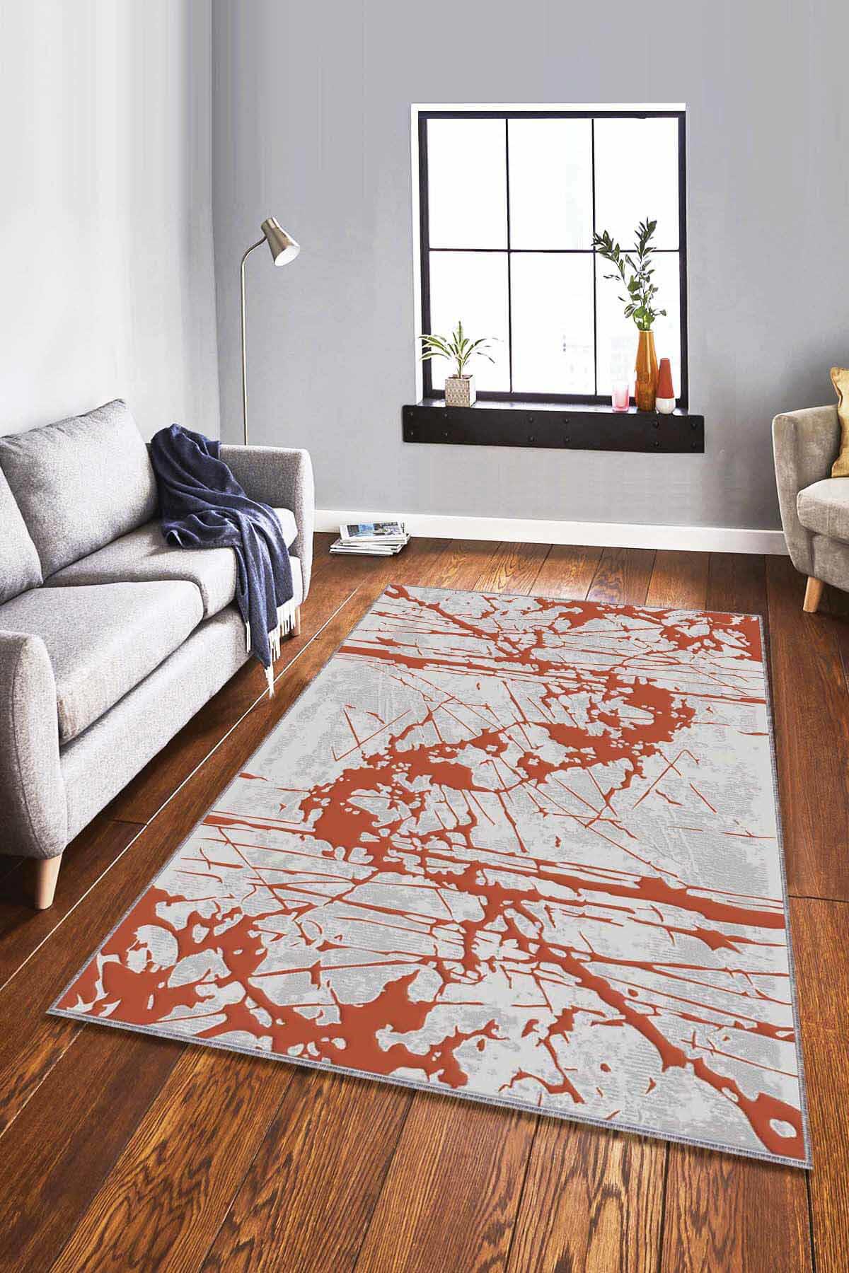 Viva Home EF06 Çok Renkli 7 mm Mikropolyester Yıkanabilir İnce Kaymaz Taban Dikdörtgen Makine Dokuma Salon Halısı 140x300 cm