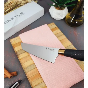 Castle Kitchen Black Copper Serisi 4 Lü Mutfak Bıçak Seti ( Santaku - Ekmek - Eğri Şef - Doğrama )