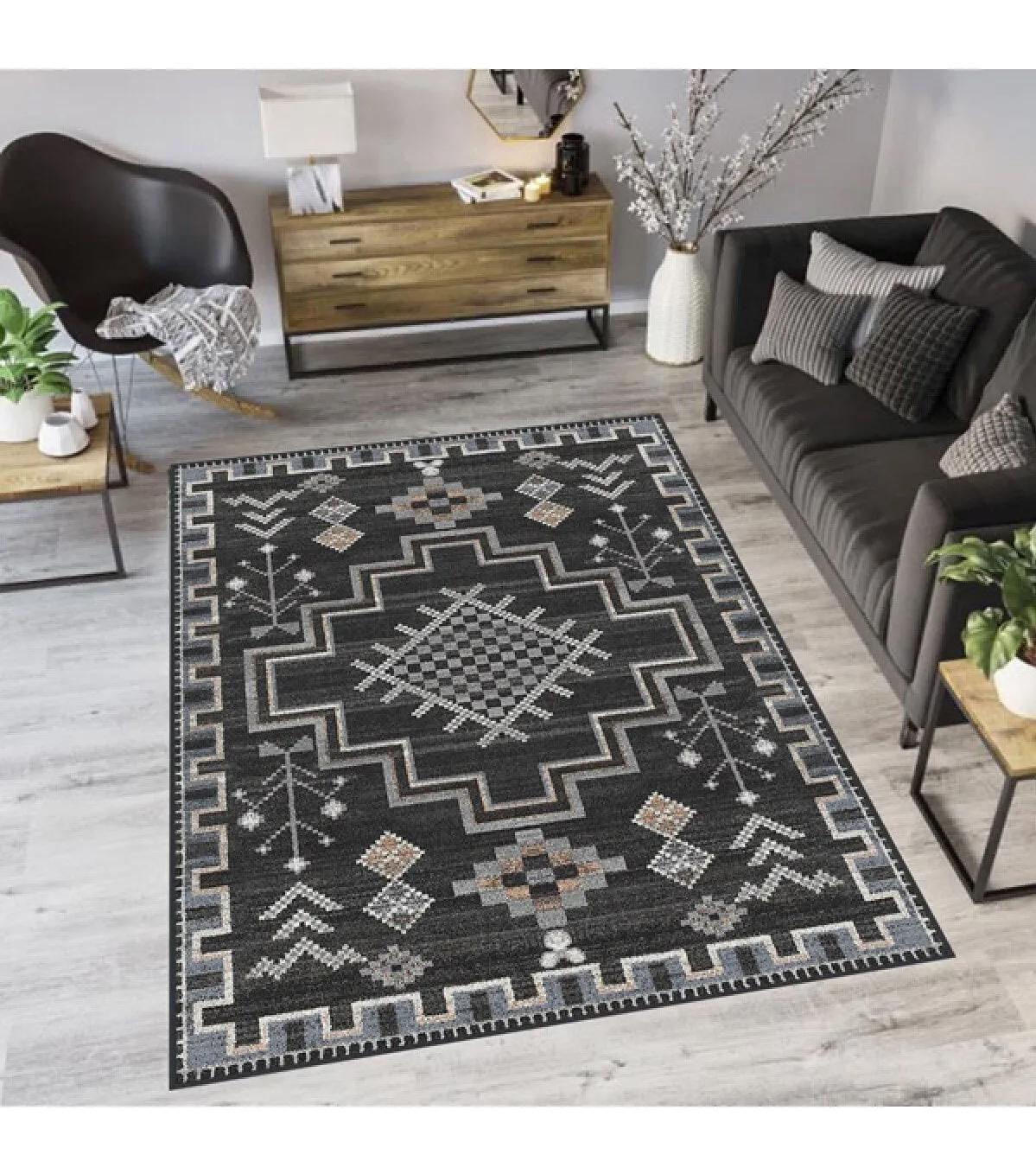 Rovigo Home RVG0070-SD806 Çok Renkli 8 mm Polyester Yıkanabilir Orta Kaymaz Dot Taban Dikdörtgen Makine Dokuma Salon Halısı 160x230 cm