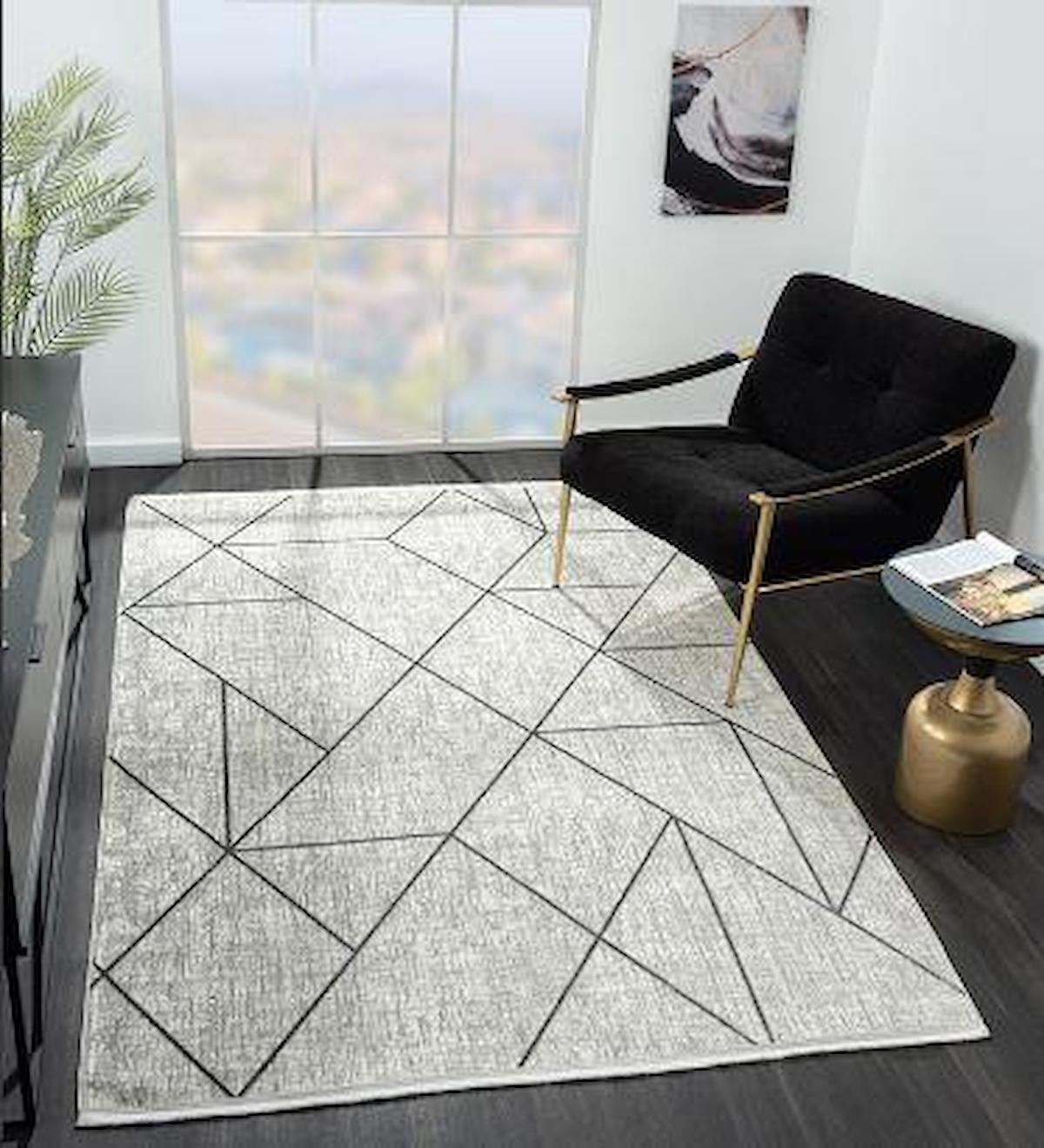 Çam Halı Nordic NX0011A Gri 6 mm Polyester Silinebilir Yıkanabilir Orta Dikdörtgen Makine Dokuma Salon Halısı 160x235 cm