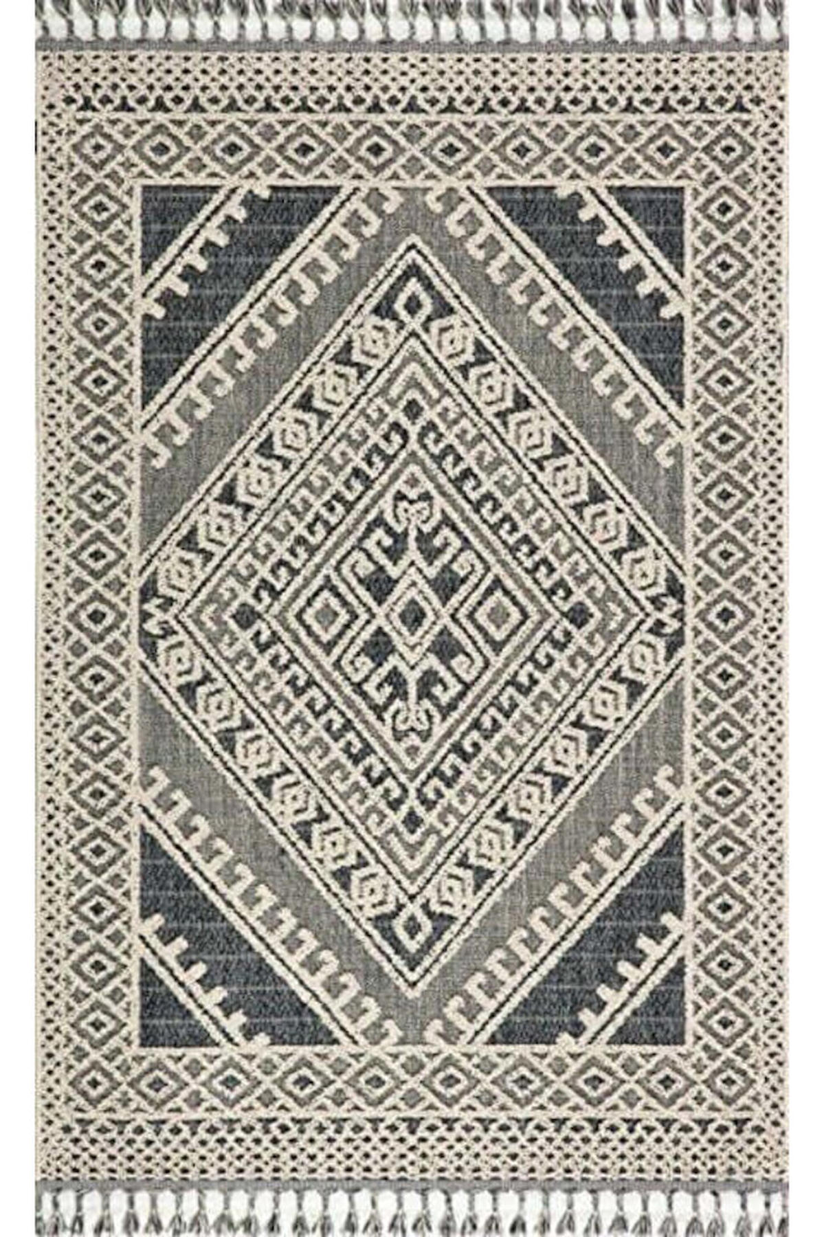 Gümüşsuyu Deco Delta 12160 Çok Renkli 6 mm Viskon Toz Tutmaz Yıkanabilir İnce Kaymaz Dikdörtgen Makine Dokuma Salon Halısı 100x200 cm