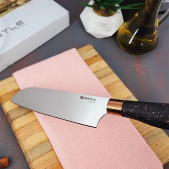 Castle Kitchen Black Copper Serisi 4 Lü Mutfak Bıçak Seti ( Santaku - Ekmek - Eğri Şef - Doğrama )