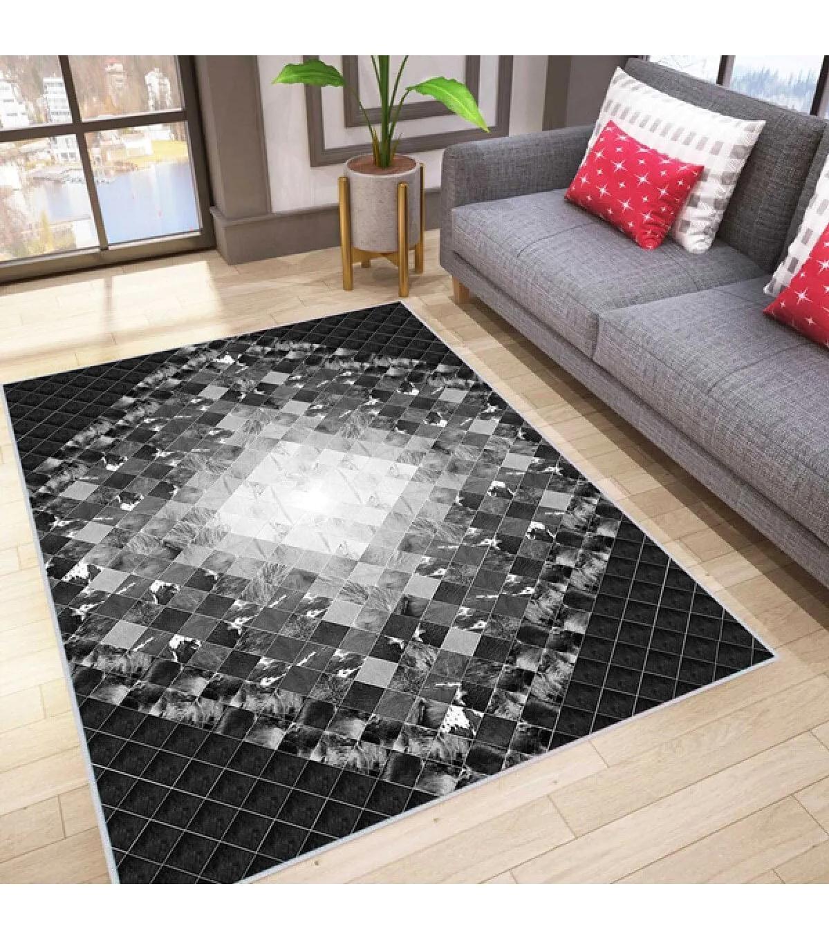 Rovigo Home RVG0033-SD1022 Gri 8 mm Polyester Yıkanabilir Orta Kaymaz Dot Taban Dikdörtgen Makine Dokuma Salon Halısı 200x290 cm