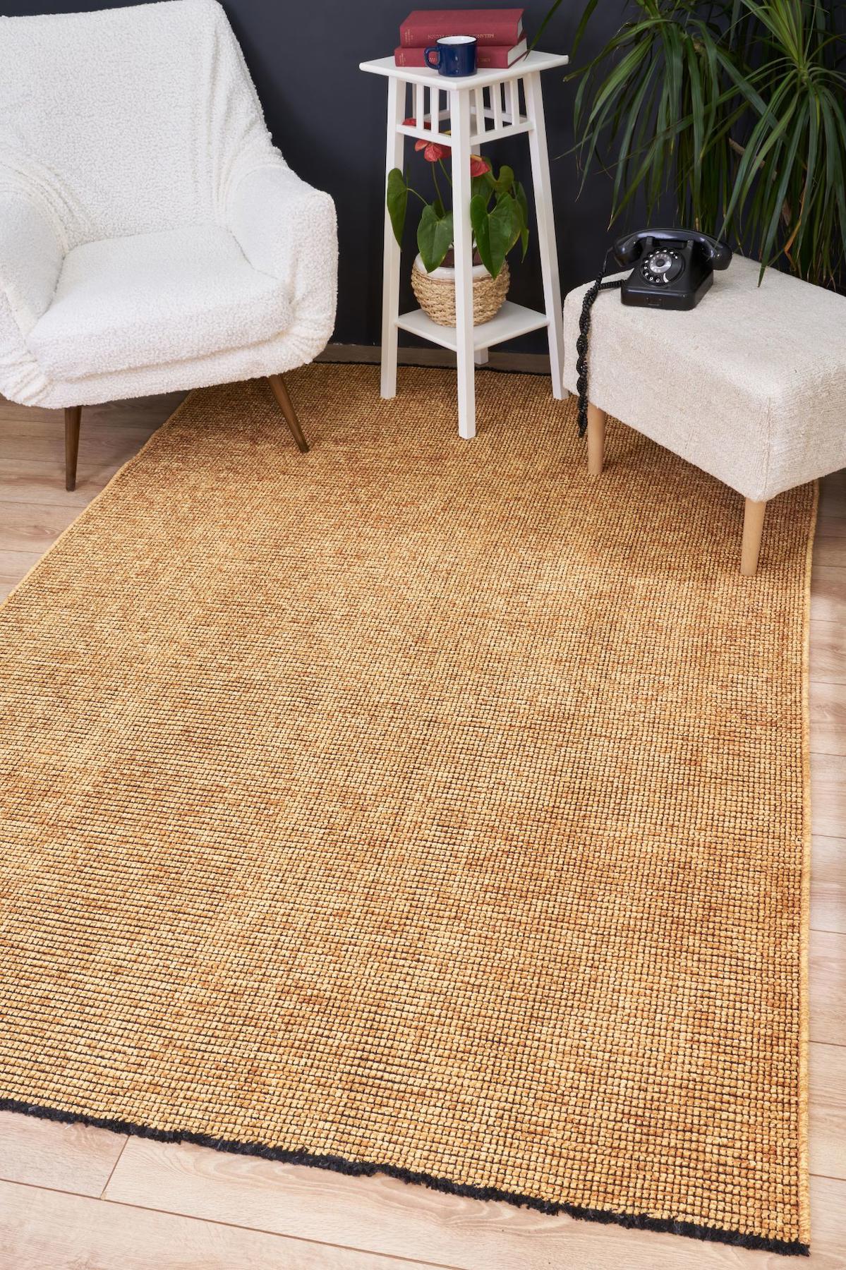 Apex Zenith 8910 Krem Pamuk Yıkanabilir İnce Kaymaz Jüt Taban Dikdörtgen Makine Dokuma Salon Halısı 100x200 cm