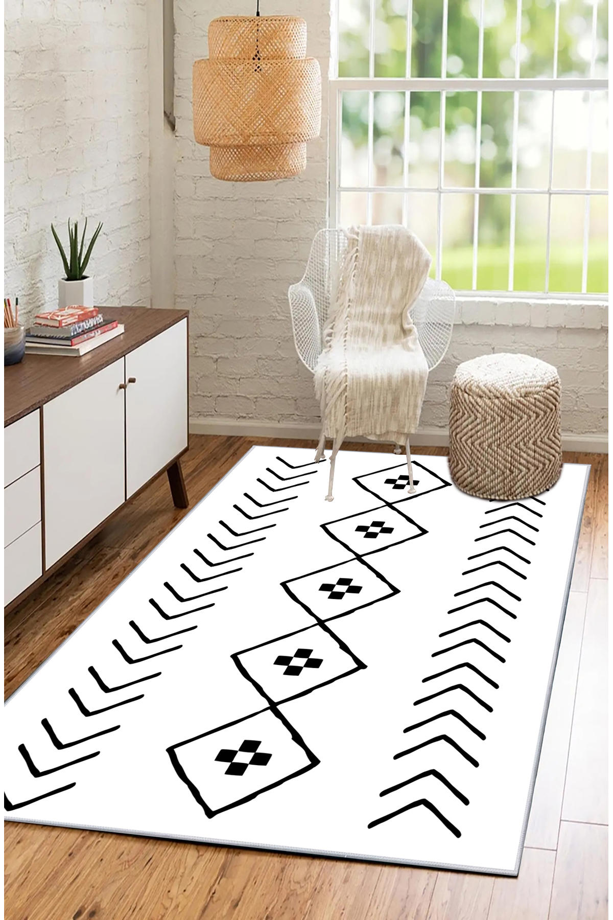 Artizon ART231 Krem 0.8 mm Polyester Toz Tutmaz Yıkanabilir İnce Kaymaz Dot Taban Dikdörtgen Makine Dokuma Salon Halısı 100x300 cm