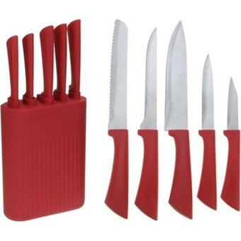 Koopman Blok Bıçak Set Kırmızı 6 Parça