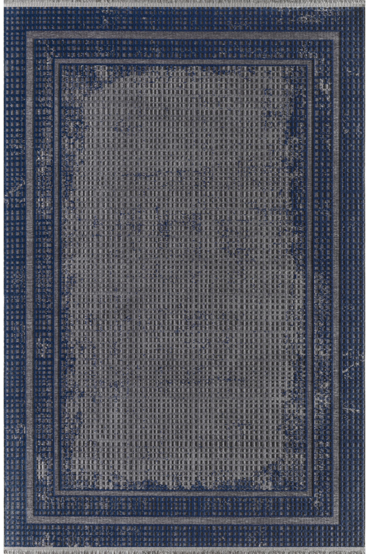 Pierre Cardin Maxwell Gri-Mavi 5 mm Mikropolyester Yumuşak Yıkanabilir İnce Kaymaz Dikdörtgen Makine Dokuma Salon Halısı 120x180 cm