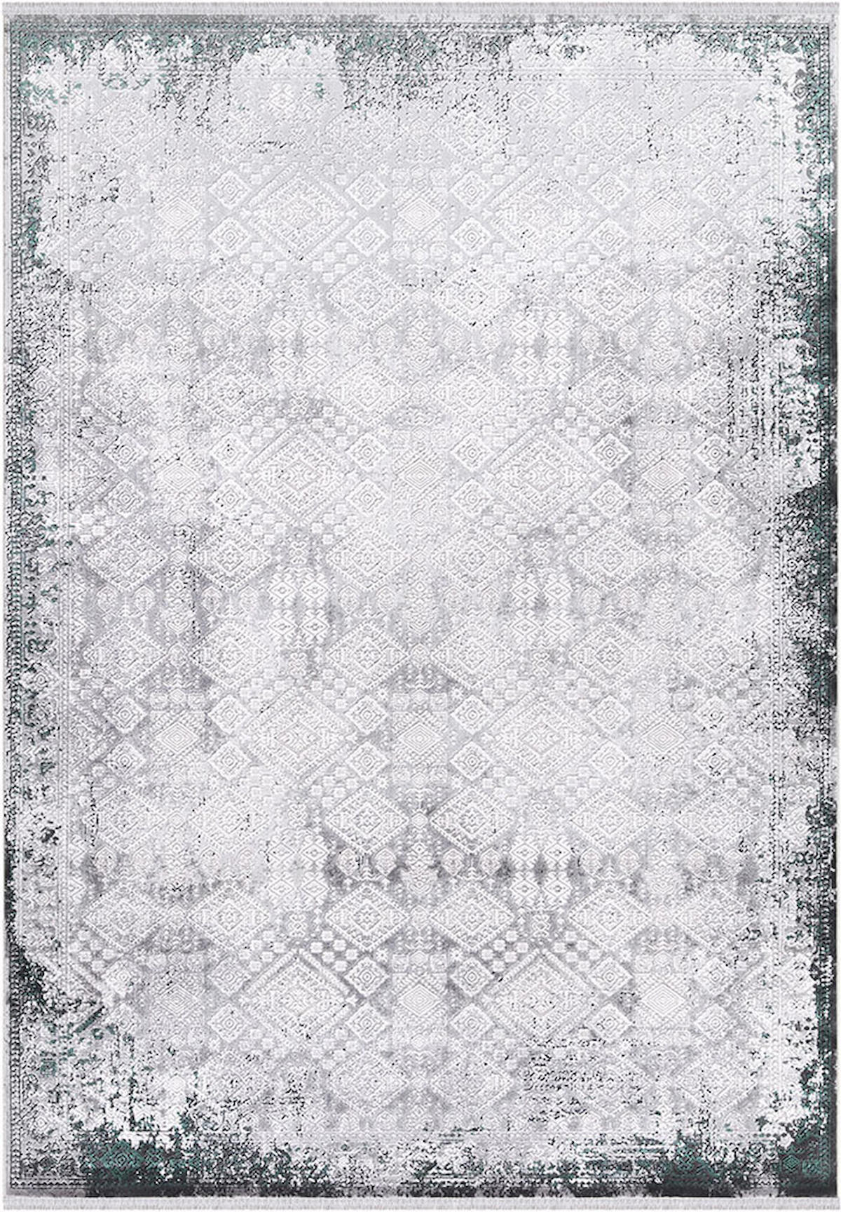 İpek Home Roxanne 17135 Beyaz - Siyah 8 mm Akrilik Yıkanabilir İnce Kaymaz Pamuk Taban Dikdörtgen Makine Dokuma Antre-Çocuk Odası-Salon-Yatak Odası Halısı 160x230 cm