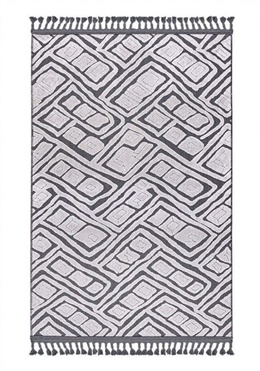 Kreasyon Halı Rönesans 9202 Gri 3 mm Akrilik Antialerjenik Yıkanabilir İnce Kaymaz Pamuk Taban Dikdörtgen Makine Dokuma Salon Halısı 200x300 cm