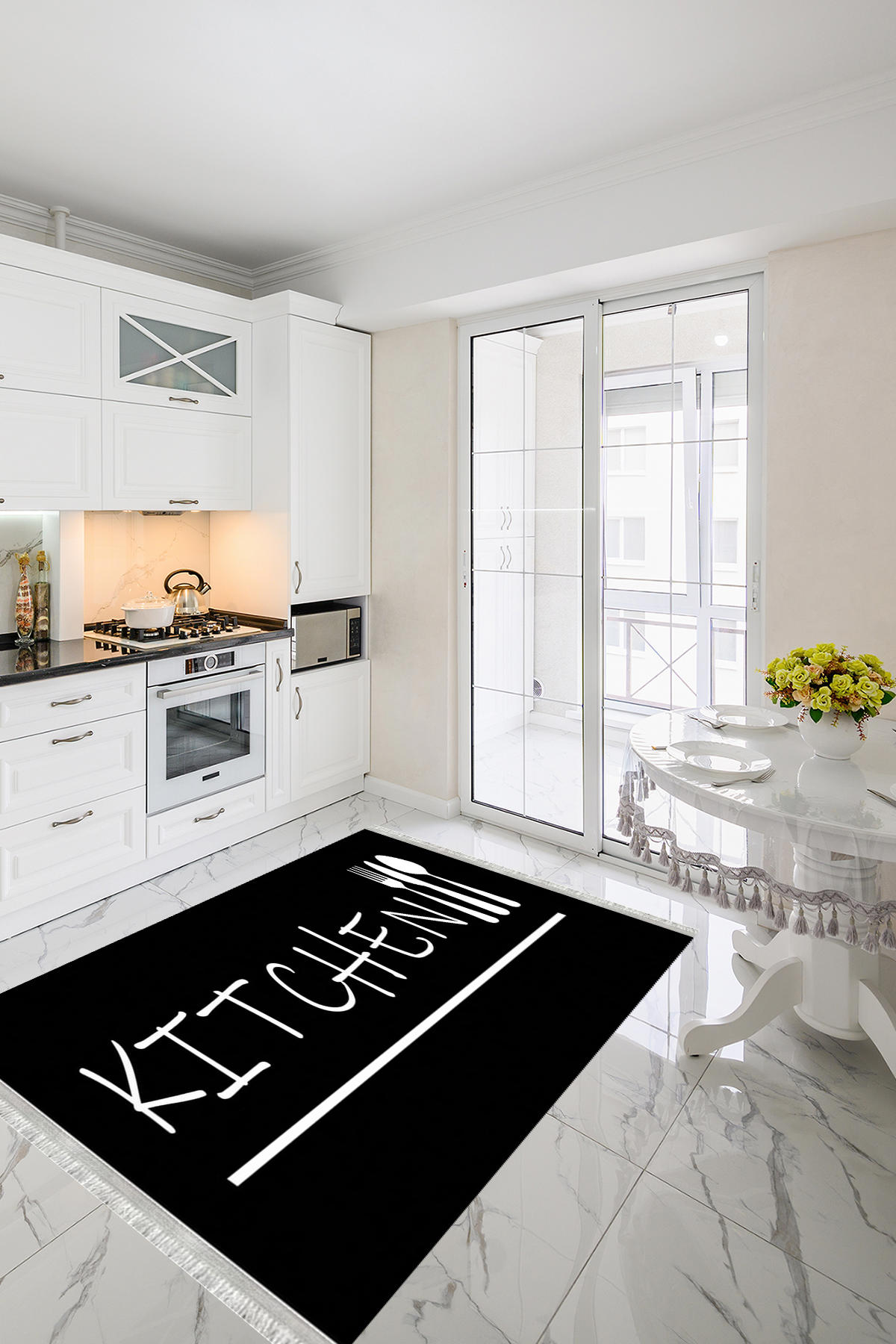 Homier Collection H-MK-9020A Krem 7 mm Pamuk Antibakteriyel Yıkanabilir Orta Kaymaz Dot Taban Dikdörtgen Makine Dokuma Salon Halısı 160x230 cm