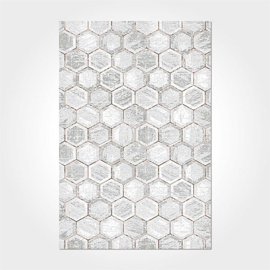 Crea Halı Argilla 15957K Gri 10 mm Akrilik Toz Tutmaz Yıkanabilir Orta Geometrik Dikdörtgen Makine Dokuma Salon Halısı 120x180 cm