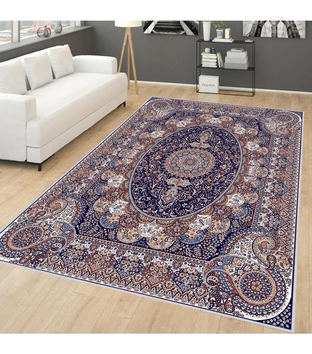 Rovigo Home RVG0262 Çok Renkli 8 mm Polyester Leke Tutmaz-Toz Tutmaz Yıkanabilir İnce Kaymaz Dot Taban Dikdörtgen Makine Dokuma Salon Halısı 80x150 cm