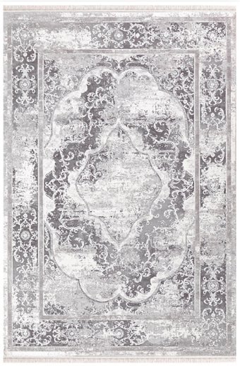 Dinarsu Arora 31889 Gri 10 mm Akrilik Yıkanabilir Kalın Kaymaz Pamuk Taban Dikdörtgen Makine Dokuma Salon Halısı 160x235 cm