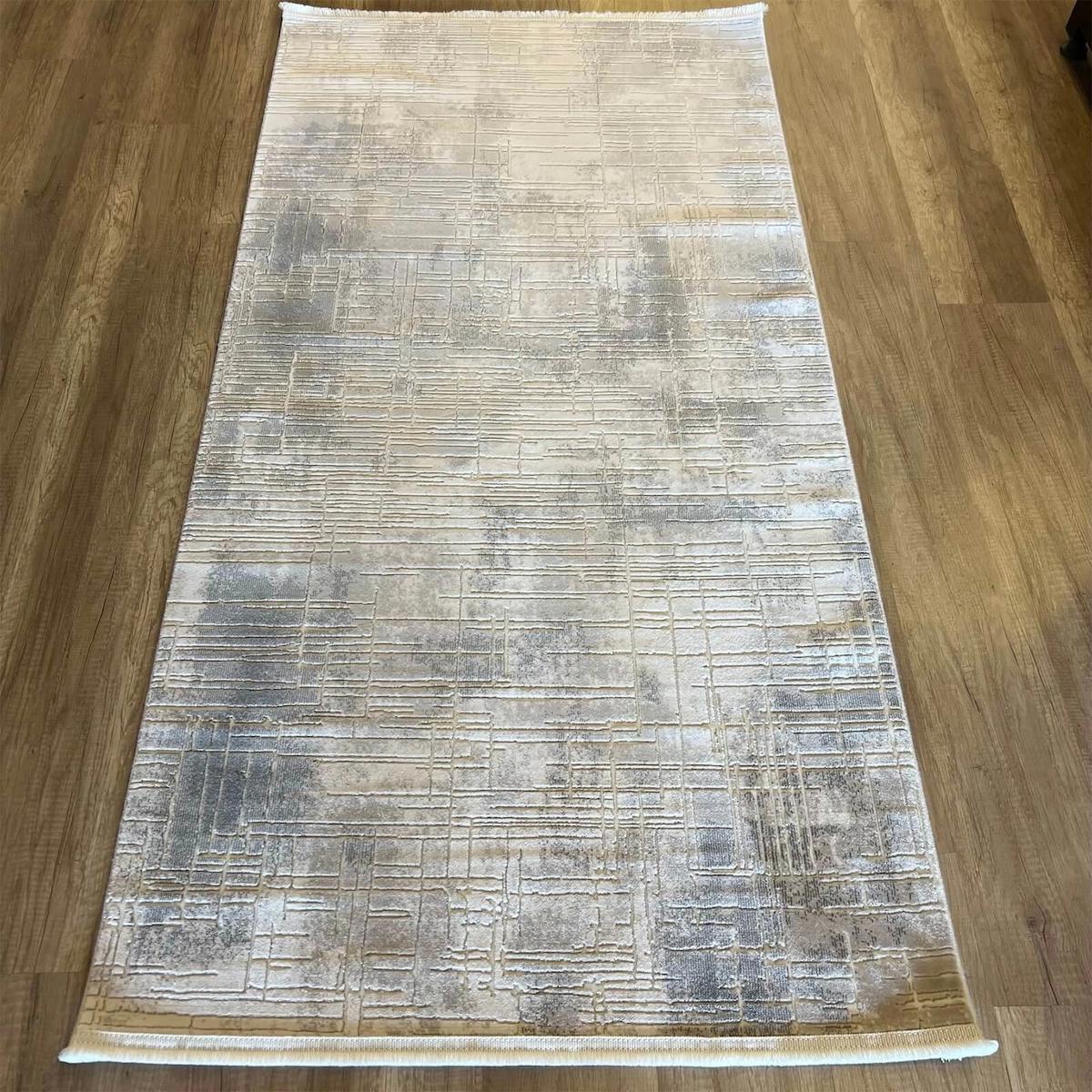 Luxess Halı Valeria 1071 Gri 8 mm Polyester Antibakteriyel Yıkanabilir İnce Kaymaz Dikdörtgen Makine Dokuma Salon Halısı 100x300 cm