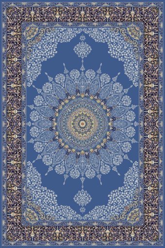 Tuğra Halı Sümer SM17 Mavi 5 mm Polyester Yıkanabilir İnce Dikdörtgen Makine Dokuma Salon Halısı 160x230 cm