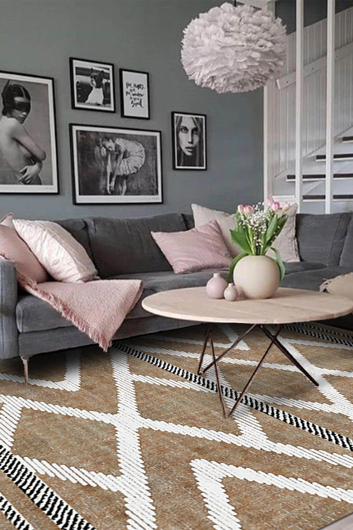 Latte Dizayn Harper Krem 0.5 mm Pamuk Antibakteriyel Yıkanabilir İnce Kaymaz Dikdörtgen Makine Dokuma Salon Halısı 80x300 cm