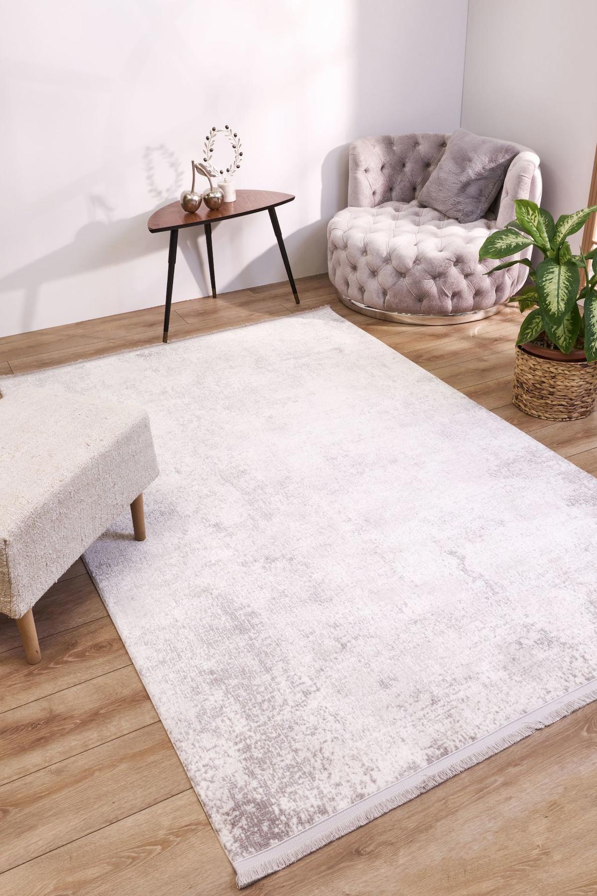 Apex Solid 8351 Çok Renkli Pamuk Yıkanabilir İnce Kaymaz Jüt Taban Dikdörtgen Makine Dokuma Salon Halısı 100x150 cm