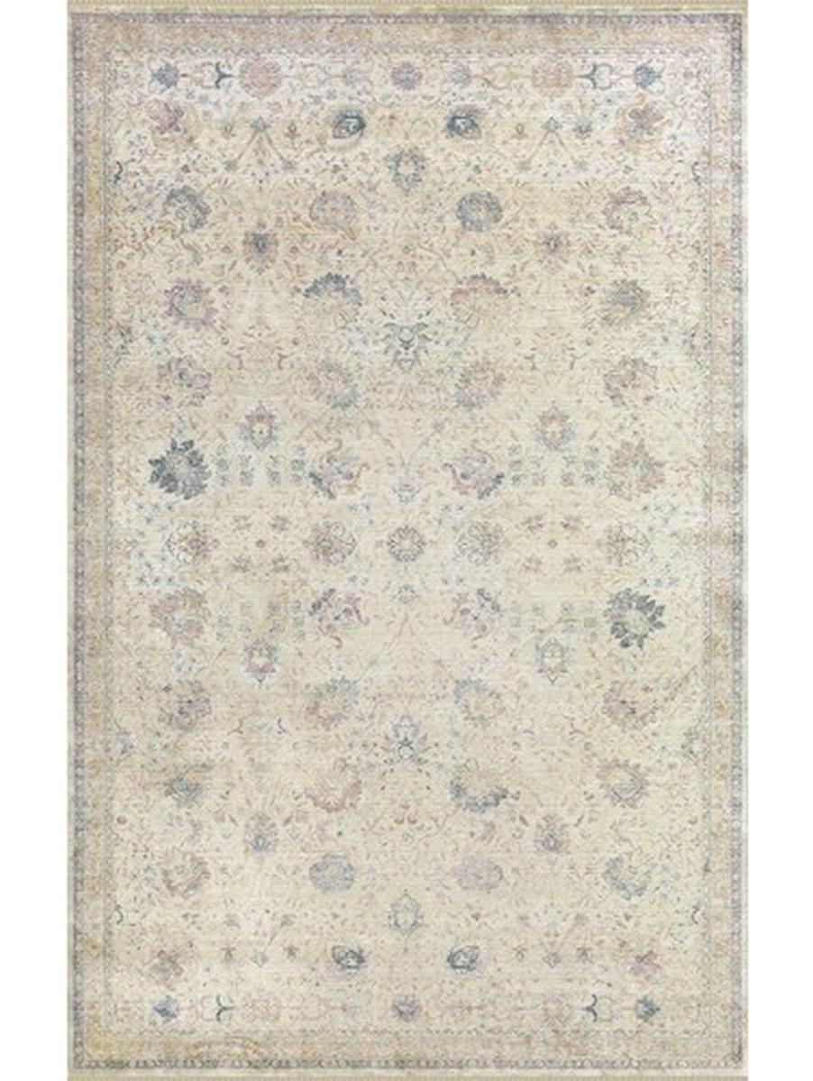 Merinos Jawa 31952 Bej 6 mm Akrilik Yıkanabilir İnce Kaymaz Lateks Taban Dikdörtgen Makine Dokuma Salon Halısı 80x150 cm