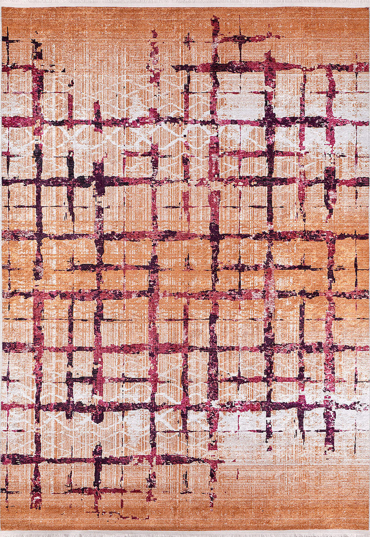 Halı Atölyesi Turuncu 5 mm Pamuk Yıkanabilir İnce Kaymaz Taban Dikdörtgen Makine Dokuma Salon Halısı 140x200 cm
