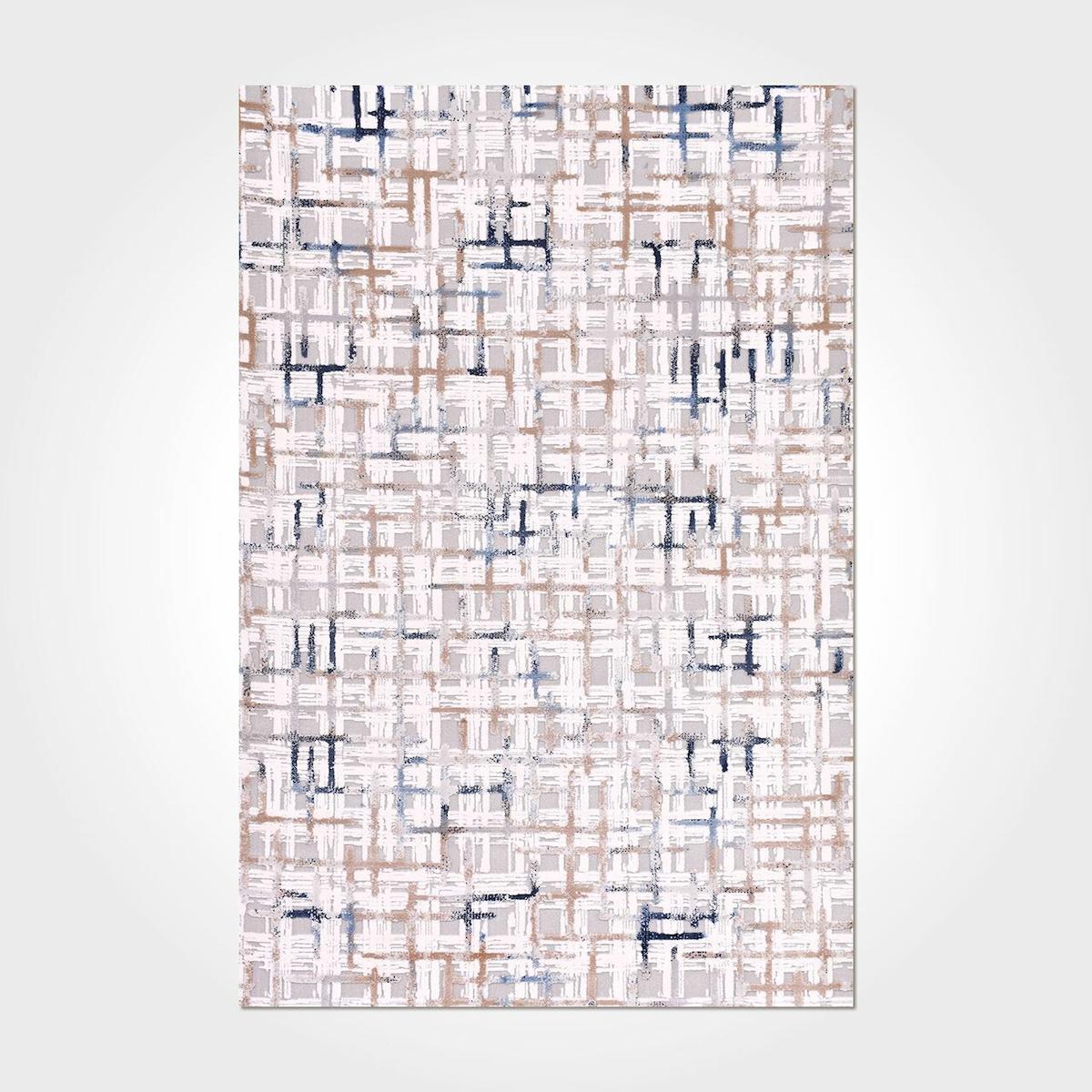 Crea Halı Cosmos 7645A Krem 11 mm Akrilik Toz Tutmaz Yıkanabilir Orta Soyut Temalı Dikdörtgen Makine Dokuma Salon Halısı 130x180 cm