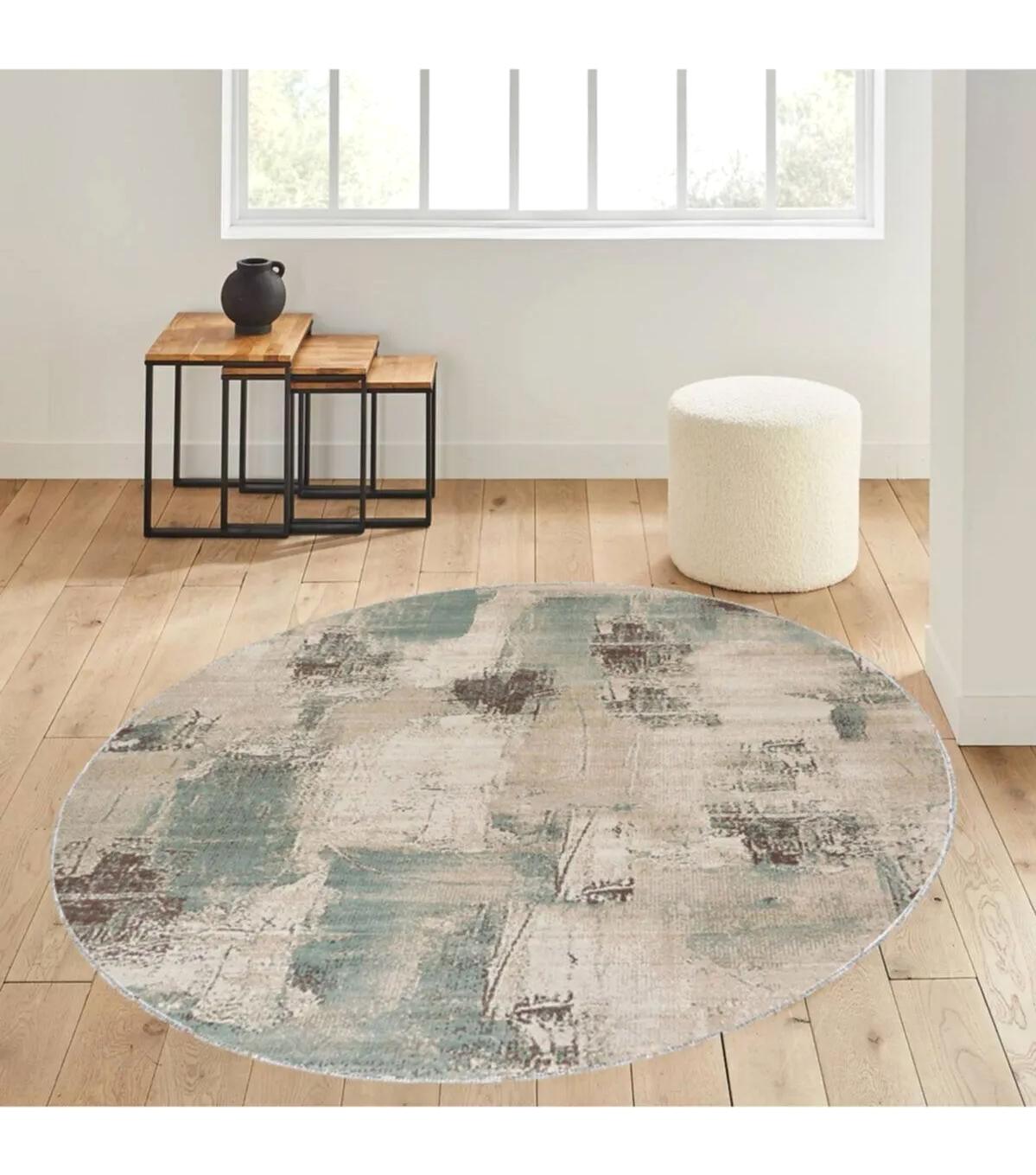 Rovigo Home RVG7105 Çok Renkli 8 mm Polyester Antibakteriyel-Leke Tutmaz-Toz Tutmaz Yıkanabilir İnce Kaymaz Dot Taban Yuvarlak Makine Dokuma Salon Halısı 80x500 cm
