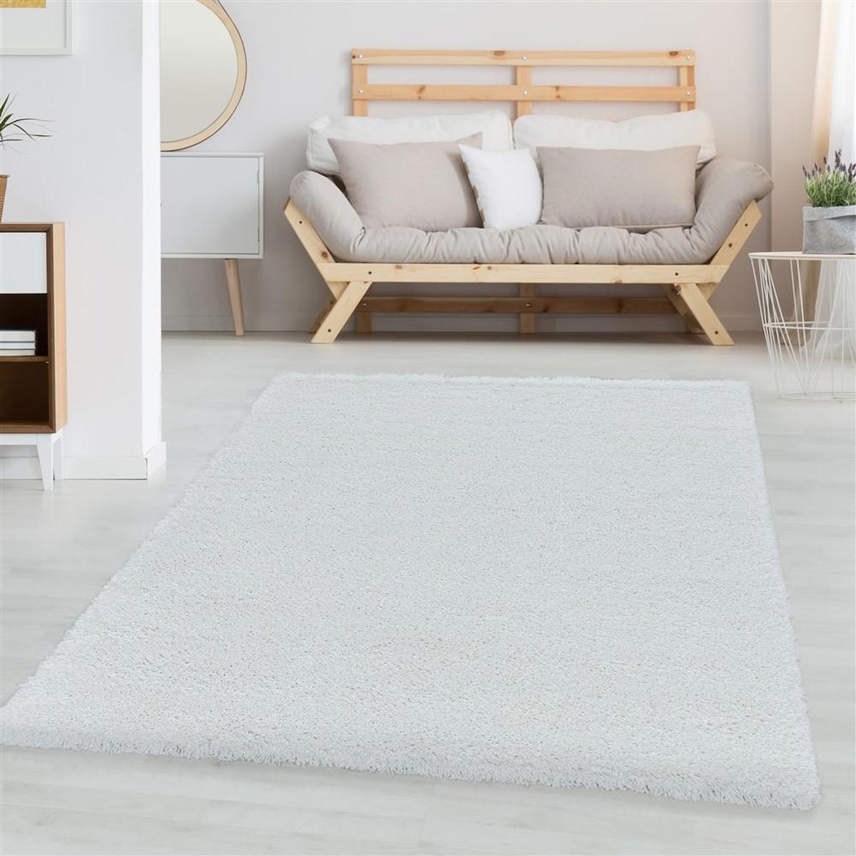 Carpettex Beyaz 30 mm Polipropilen Antibakteriyel Kalın Kaymaz Dikdörtgen Makine Dokuma Salon Halısı 80x300 cm